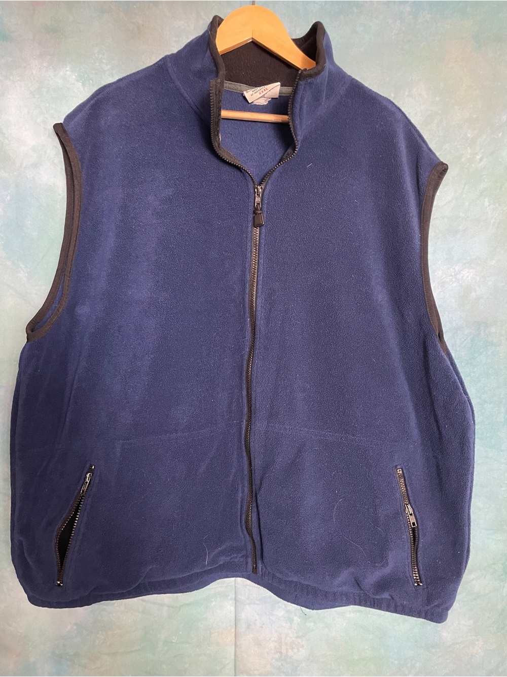 Men's Navy Fleece Zip Vest - Unbranded